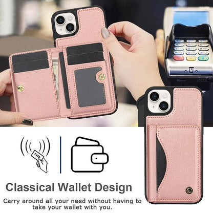 For iPhone 14 Plus AwQuer Horizontal Flip Card Bag Holder Leather Phone Case(Rose Gold) - iPhone 14 Plus Cases by Awquer | Online Shopping UK | buy2fix