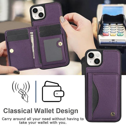 For iPhone 14 / 13 AwQuer Horizontal Flip Card Bag Holder Leather Phone Case(Dark Purple) - iPhone 14 Cases by Awquer | Online Shopping UK | buy2fix