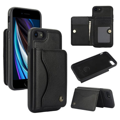 For iPhone 7 / 8 / SE 2022 AwQuer Horizontal Flip Card Bag Holder Leather Phone Case(Black) - iPhone SE 2022 / 2020 / 8 / 7 Cases by Awquer | Online Shopping UK | buy2fix