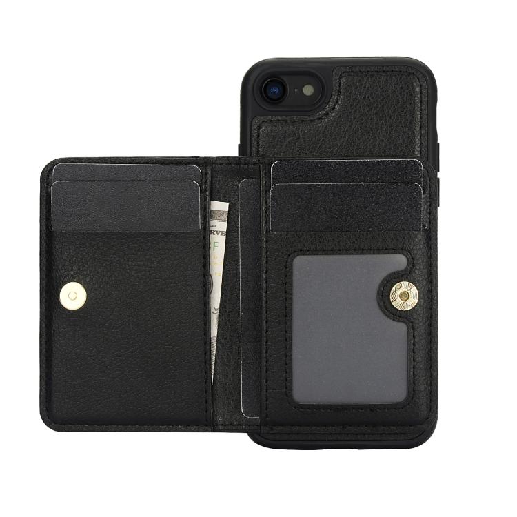 For iPhone 7 / 8 / SE 2022 AwQuer Horizontal Flip Card Bag Holder Leather Phone Case(Black) - iPhone SE 2022 / 2020 / 8 / 7 Cases by Awquer | Online Shopping UK | buy2fix