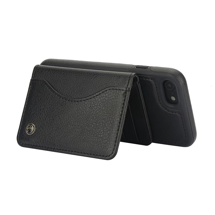 For iPhone 7 / 8 / SE 2022 AwQuer Horizontal Flip Card Bag Holder Leather Phone Case(Black) - iPhone SE 2022 / 2020 / 8 / 7 Cases by Awquer | Online Shopping UK | buy2fix