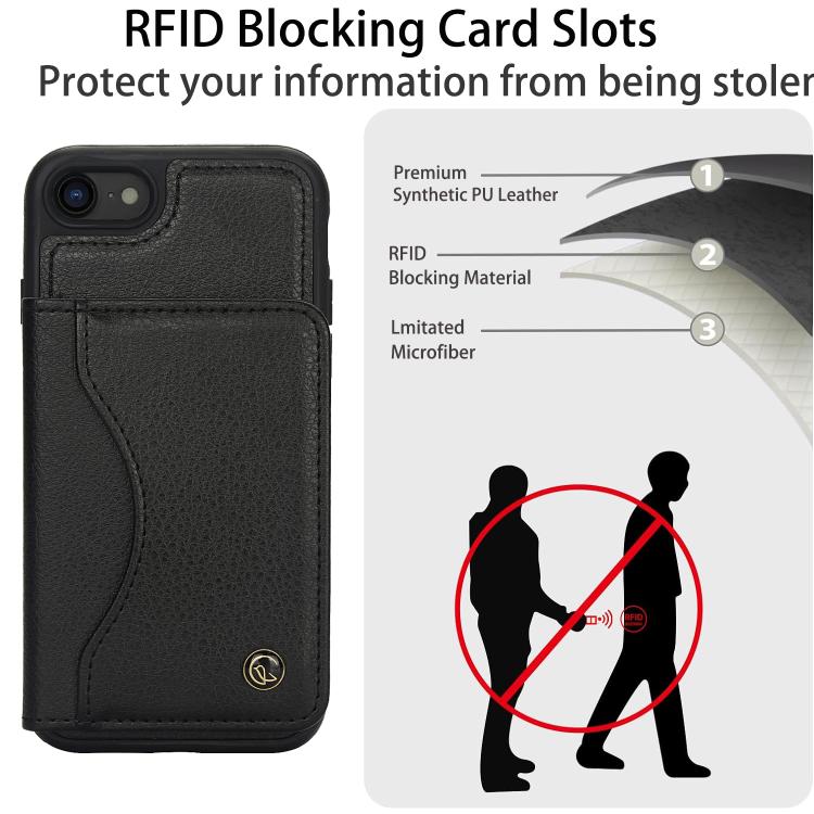 For iPhone 7 / 8 / SE 2022 AwQuer Horizontal Flip Card Bag Holder Leather Phone Case(Black) - iPhone SE 2022 / 2020 / 8 / 7 Cases by Awquer | Online Shopping UK | buy2fix