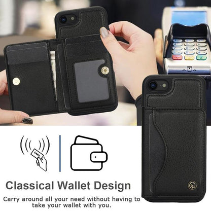 For iPhone 7 / 8 / SE 2022 AwQuer Horizontal Flip Card Bag Holder Leather Phone Case(Black) - iPhone SE 2022 / 2020 / 8 / 7 Cases by Awquer | Online Shopping UK | buy2fix