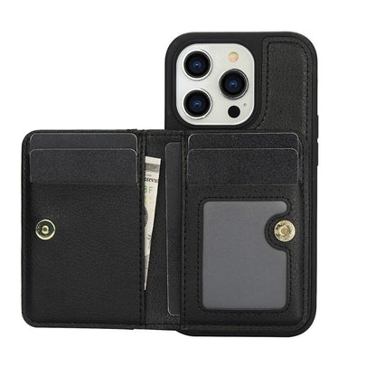 For iPhone 13 Pro Max AwQuer Horizontal Flip Card Bag Holder Leather Phone Case(Black) - iPhone 13 Pro Max Cases by Awquer | Online Shopping UK | buy2fix