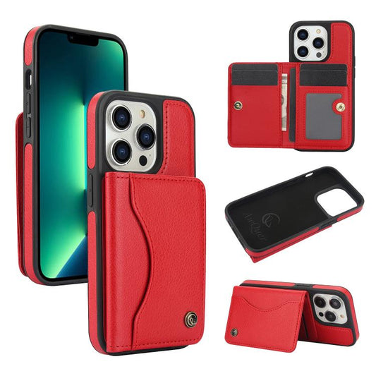 For iPhone 12 Pro Max AwQuer Horizontal Flip Card Bag Holder Leather Phone Case(Red) - iPhone 12 Pro Max Cases by Awquer | Online Shopping UK | buy2fix