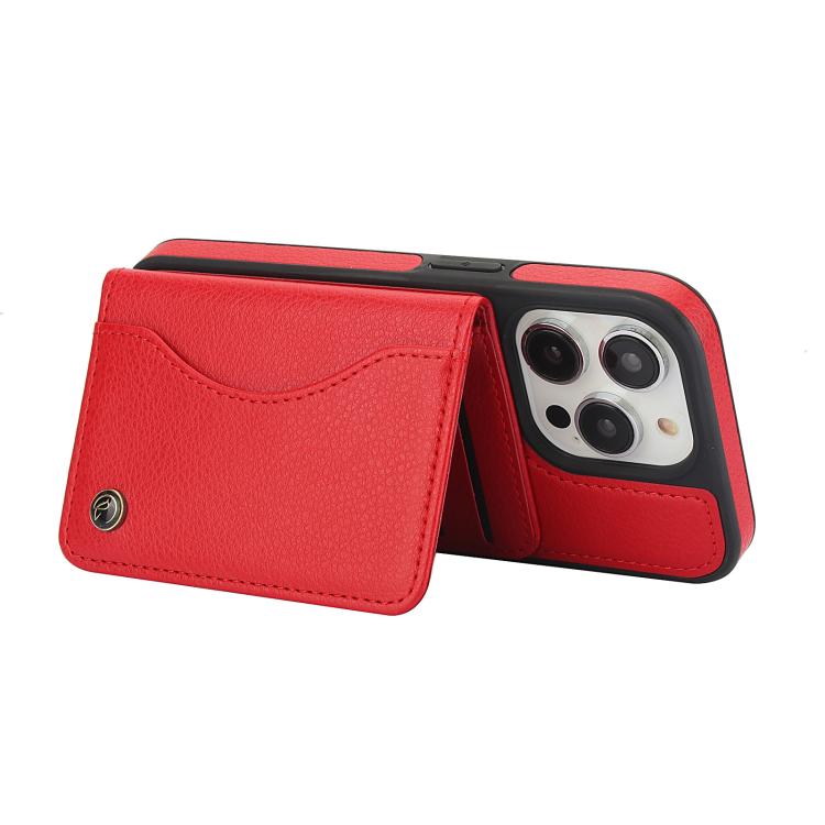 For iPhone 12 Pro Max AwQuer Horizontal Flip Card Bag Holder Leather Phone Case(Red) - iPhone 12 Pro Max Cases by Awquer | Online Shopping UK | buy2fix