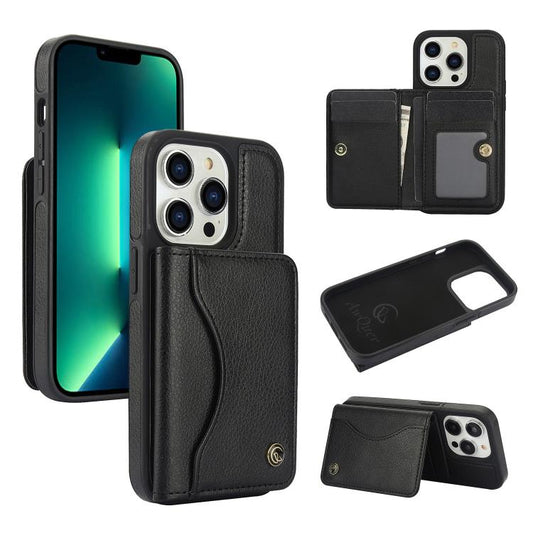 For iPhone 11 Pro Max AwQuer Horizontal Flip Card Bag Holder Leather Phone Case(Black) - iPhone 11 Pro Max Cases by Awquer | Online Shopping UK | buy2fix