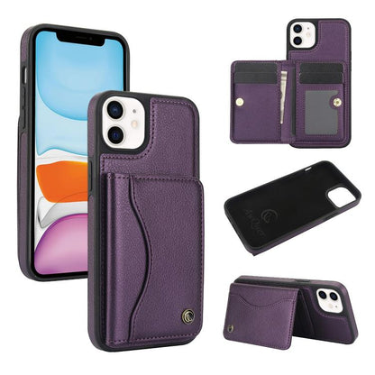 For iPhone 11 AwQuer Horizontal Flip Card Bag Holder Leather Phone Case(Dark Purple) - iPhone 11 Cases by Awquer | Online Shopping UK | buy2fix