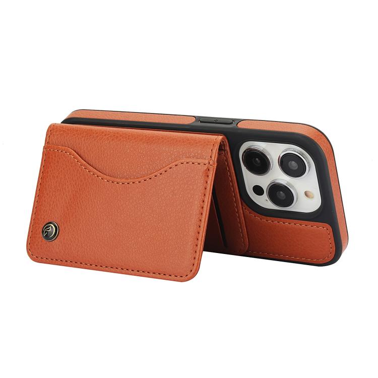 For iPhone 11 Pro AwQuer Horizontal Flip Card Bag Holder Leather Phone Case(Brown) - iPhone 11 Pro Cases by Awquer | Online Shopping UK | buy2fix
