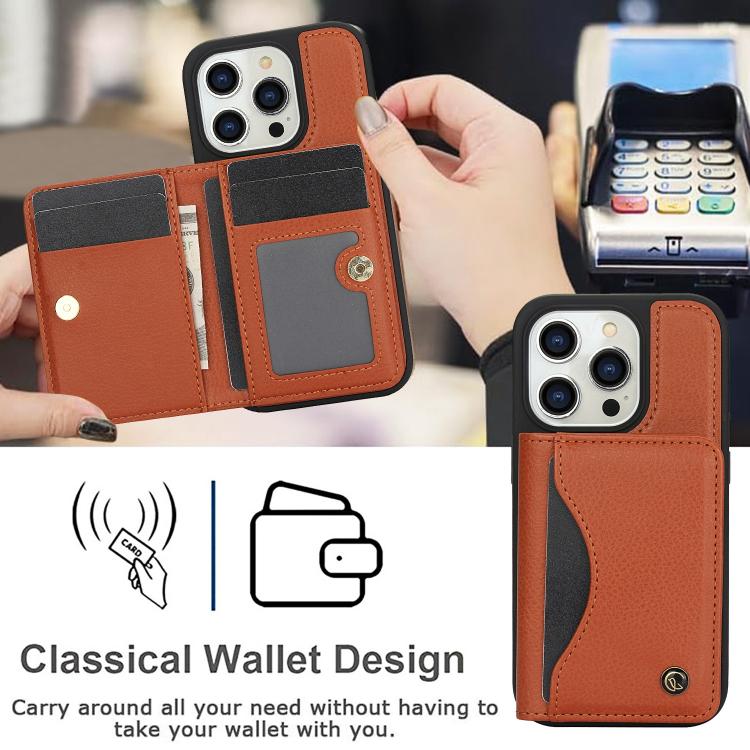 For iPhone 11 Pro AwQuer Horizontal Flip Card Bag Holder Leather Phone Case(Brown) - iPhone 11 Pro Cases by Awquer | Online Shopping UK | buy2fix