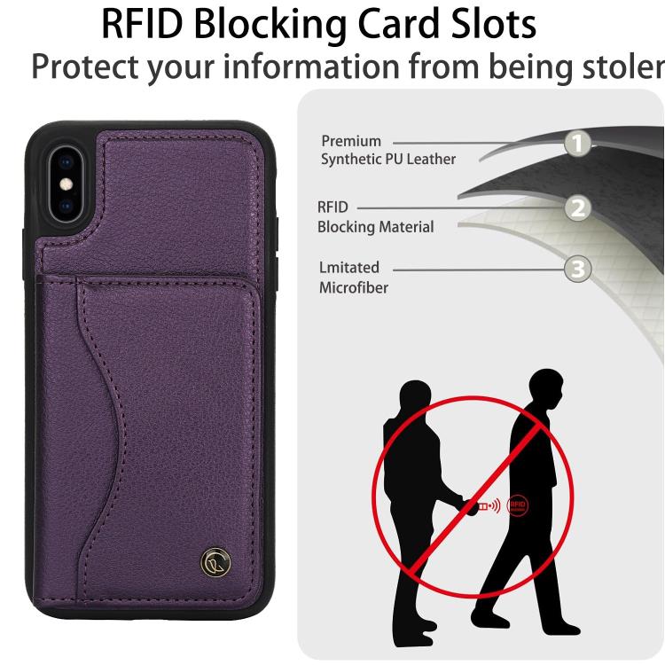 For iPhone X / XS AwQuer Horizontal Flip Card Bag Holder Leather Phone Case(Dark Purple) - More iPhone Cases by Awquer | Online Shopping UK | buy2fix