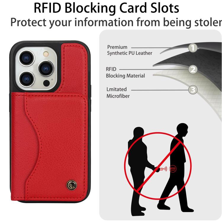For iPhone 15 Pro AwQuer Horizontal Flip Card Bag Holder Leather Phone Case(Red) - iPhone 15 Pro Cases by Awquer | Online Shopping UK | buy2fix
