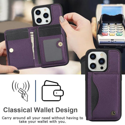 For iPhone 15 Pro Max AwQuer Horizontal Flip Card Bag Holder Leather Phone Case(Dark Purple) - iPhone 15 Pro Max Cases by Awquer | Online Shopping UK | buy2fix