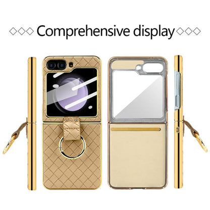For Samsung Galaxy Z Flip5 VIETAO Woven Leather Metal Ring Phone Case(Blue) - Galaxy Z Flip5 Cases by VIETAO | Online Shopping UK | buy2fix