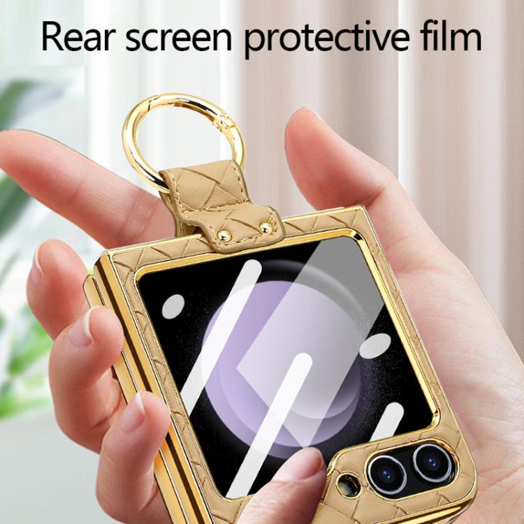 For Samsung Galaxy Z Flip5 VIETAO Woven Leather Metal Ring Phone Case(Blue) - Galaxy Z Flip5 Cases by VIETAO | Online Shopping UK | buy2fix