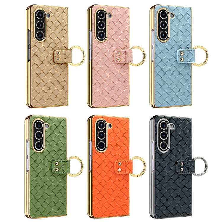 For Samsung Galaxy Z Fold5 VIETAO Woven Leather Metal Ring Phone Case(Black) - Galaxy Z Fold5 Cases by VIETAO | Online Shopping UK | buy2fix