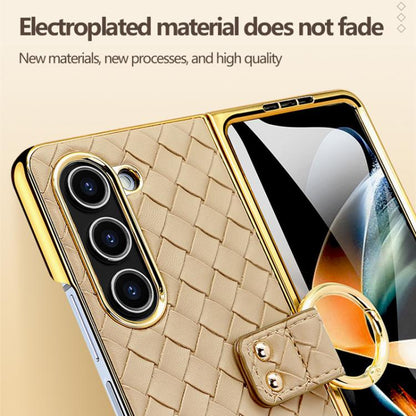 For Samsung Galaxy Z Fold5 VIETAO Woven Leather Metal Ring Phone Case(Green) - Galaxy Z Fold5 Cases by VIETAO | Online Shopping UK | buy2fix