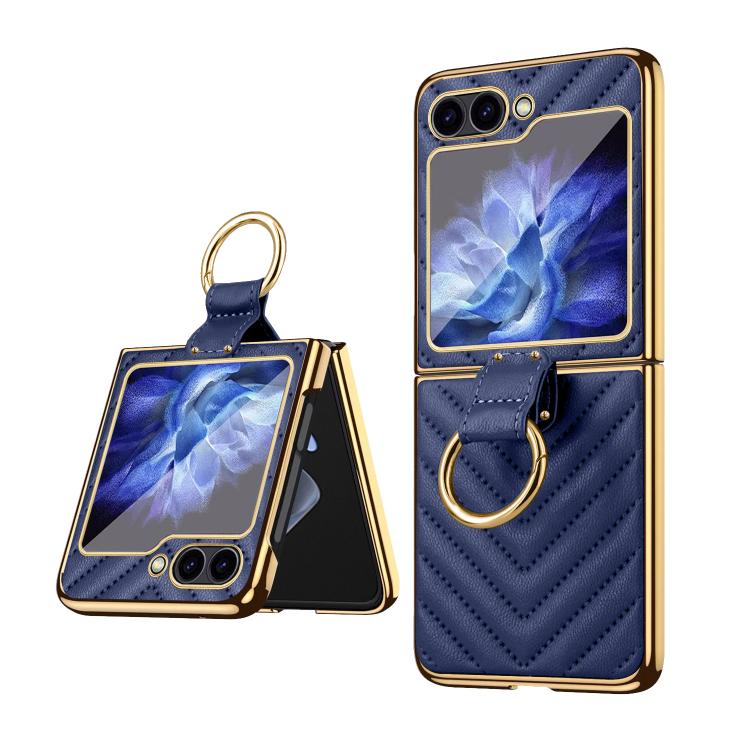 For Samsung Galaxy Z Flip5 VIETAO Dream Series Metal Ring Leather Phone Case(Blue) - Galaxy Z Flip5 Cases by VIETAO | Online Shopping UK | buy2fix
