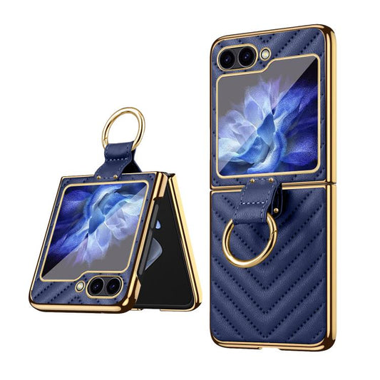 For Samsung Galaxy Z Flip5 VIETAO Dream Series Metal Ring Leather Phone Case(Blue) - Galaxy Z Flip5 Cases by VIETAO | Online Shopping UK | buy2fix