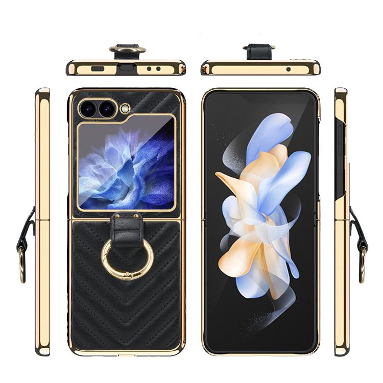 For Samsung Galaxy Z Flip5 VIETAO Dream Series Metal Ring Leather Phone Case(Black) - Galaxy Z Flip5 Cases by VIETAO | Online Shopping UK | buy2fix