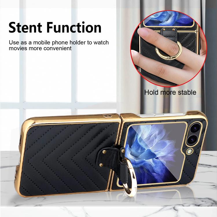 For Samsung Galaxy Z Flip6 / Flip7 FE VIETAO Dream Series Metal Ring Leather Phone Case(Black) - Galaxy Z Flip6 5G Cases by VIETAO | Online Shopping UK | buy2fix
