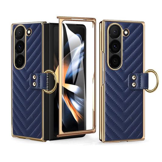 For Samsung Galaxy Z Fold4 VIETAO Dream Series Metal Ring Leather Phone Case(Blue) - Galaxy Z Fold4 5G Cases by VIETAO | Online Shopping UK | buy2fix