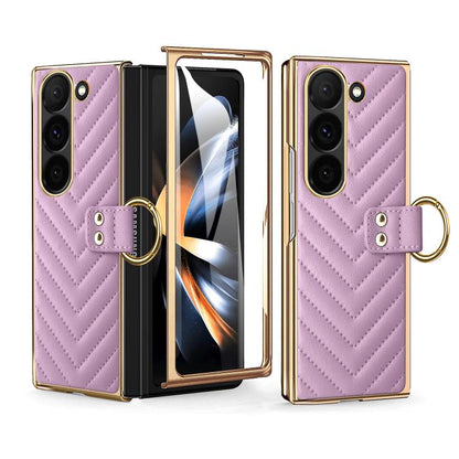 For Samsung Galaxy Z Fold3 5G VIETAO Dream Series Metal Ring Leather Phone Case(Purple) - Galaxy Phone Cases by VIETAO | Online Shopping UK | buy2fix