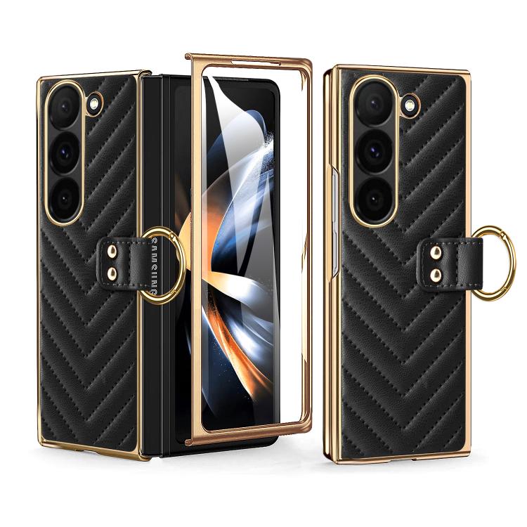 For Samsung Galaxy Z Fold3 5G VIETAO Dream Series Metal Ring Leather Phone Case(Black) - Galaxy Phone Cases by VIETAO | Online Shopping UK | buy2fix