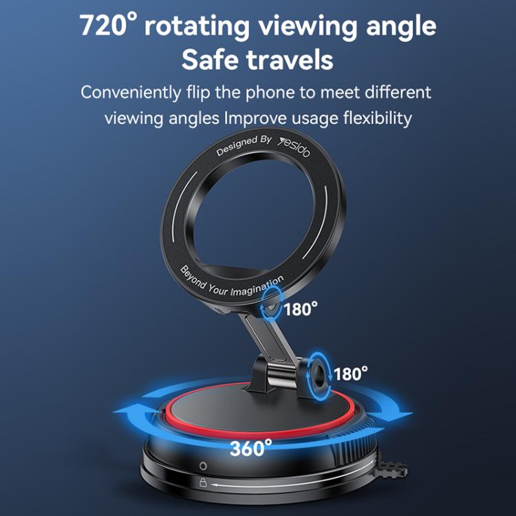 Yesido C219 Suction Cup Car MagSafe Magnetic Mobile Phone Holder(Black) by Yesido