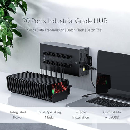 ORICO IH20P Industrial Grade 20 Ports USB 2.0 Hub, Plug:UK Plug(Black) - USB 2.0 HUB by ORICO | Online Shopping UK | buy2fix