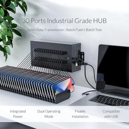 ORICO IH30P Industrial Grade 30 Ports USB 2.0 Hub, Plug:UK Plug(Black) - USB 2.0 HUB by ORICO | Online Shopping UK | buy2fix