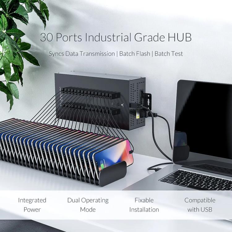ORICO IH30P Industrial Grade 30 Ports USB 2.0 Hub, Plug:EU Plug(Black) - USB 2.0 HUB by ORICO | Online Shopping UK | buy2fix