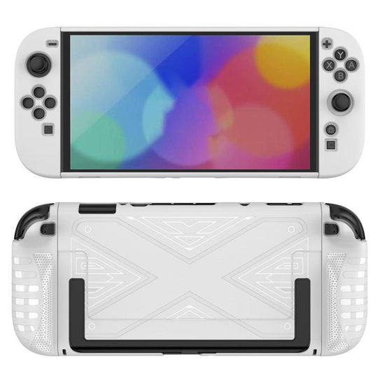 For Nintendo Switch 2  Detachable X-pattern Protective Case with Holder(White)