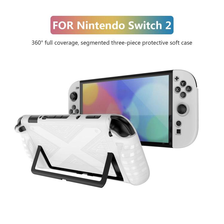 For Nintendo Switch 2  Detachable X-pattern Protective Case with Holder(White) - Cases by buy2fix | Online Shopping UK | buy2fix