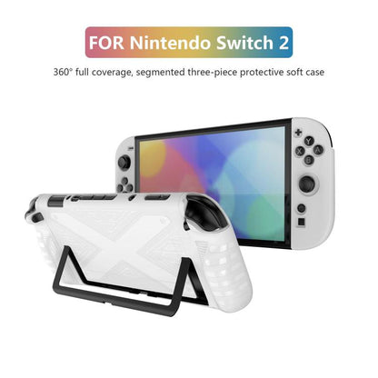 For Nintendo Switch 2  Detachable X-pattern Protective Case with Holder(White) - Cases by buy2fix | Online Shopping UK | buy2fix