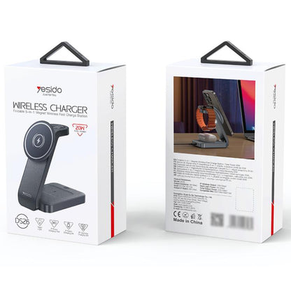 Yesido DS26 4-in-1 Magnetic Wireless Charging Stand with Night Light(Black) - Wireless Charger by Yesido | Online Shopping UK | buy2fix