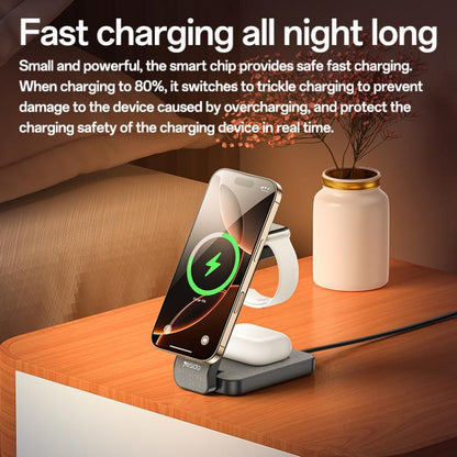 Yesido DS26 4-in-1 Magnetic Wireless Charging Stand with Night Light(Black) - Wireless Charger by Yesido | Online Shopping UK | buy2fix