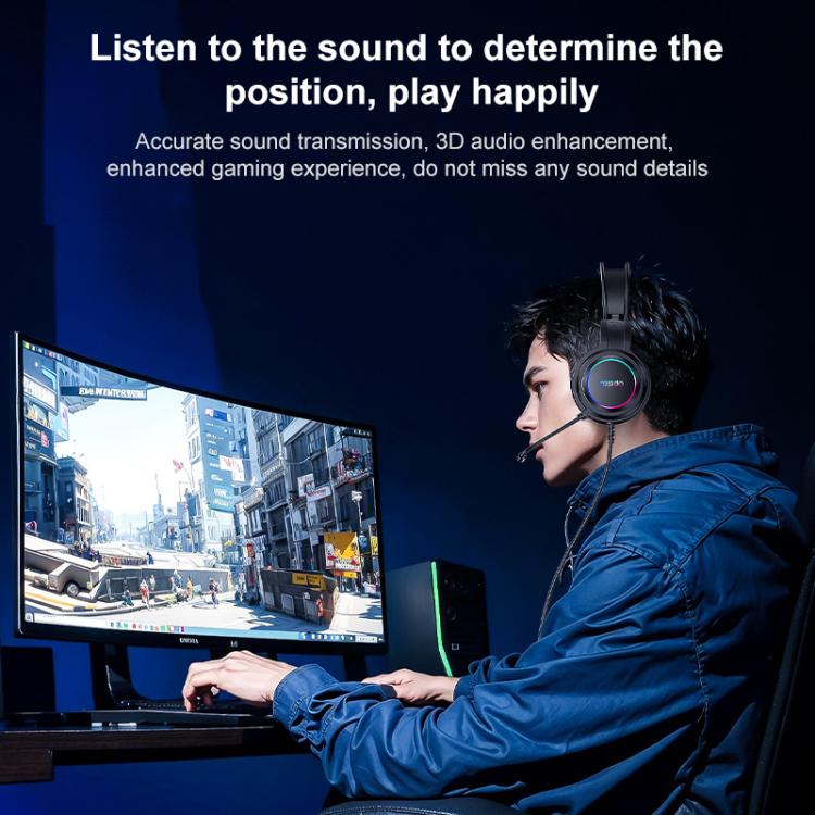 Yesido EK05 USB Wired RGB Light Gaming Headset with Mic, Cable length: 1.2m(Black) - Multimedia Headset by Yesido | Online Shopping UK | buy2fix