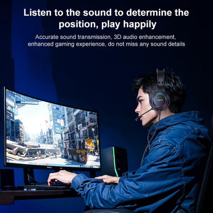 Yesido EK05 USB Wired RGB Light Gaming Headset with Mic, Cable length: 1.2m(Black) - Multimedia Headset by Yesido | Online Shopping UK | buy2fix