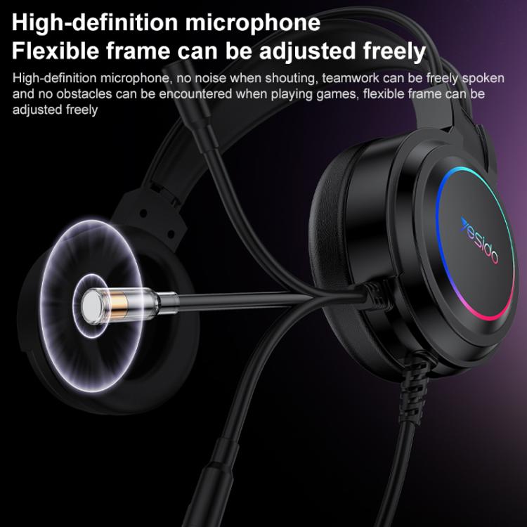 Yesido EK05 USB Wired RGB Light Gaming Headset with Mic, Cable length: 1.2m(Black) - Multimedia Headset by Yesido | Online Shopping UK | buy2fix