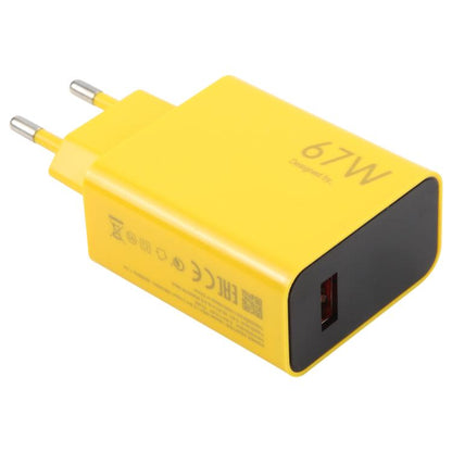 67W USB Fast Charger with 1m USB to Elbow Type-C Cable, Plug Type:EU Plug(Yellow) - USB Charger by buy2fix | Online Shopping UK | buy2fix
