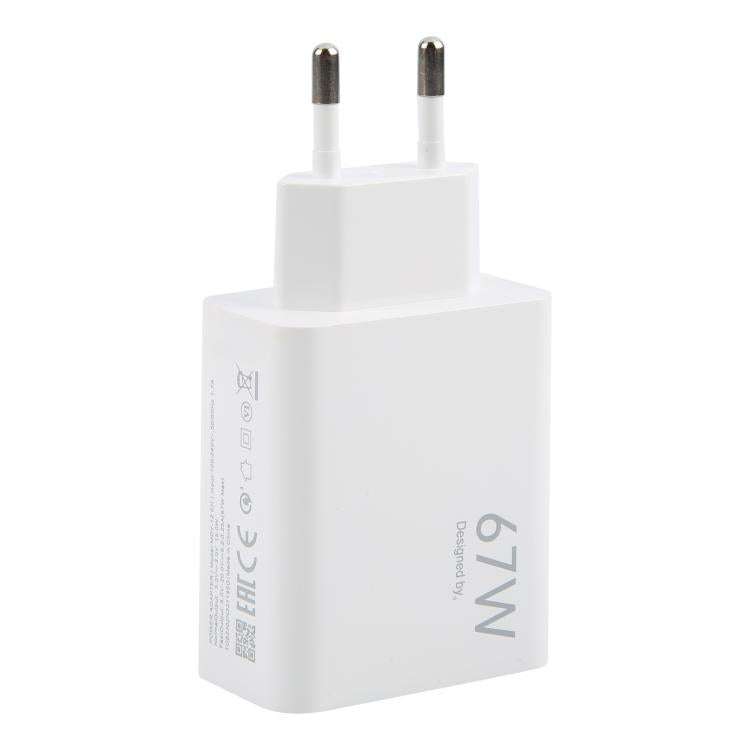 67W USB Fast Charger with 1m USB to Type-C Cable, Plug Type:EU Plug(White) - USB Charger by buy2fix | Online Shopping UK | buy2fix