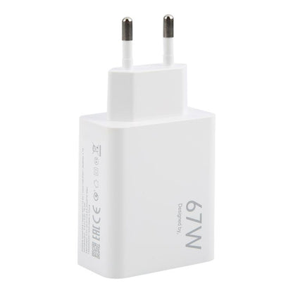 67W USB Fast Charger with 1m USB to Type-C Cable, Plug Type:EU Plug(White) - USB Charger by buy2fix | Online Shopping UK | buy2fix