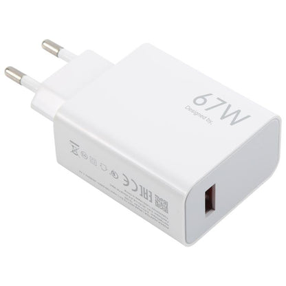67W USB Fast Charger with 1m USB to Type-C Cable, Plug Type:EU Plug(White) - USB Charger by buy2fix | Online Shopping UK | buy2fix