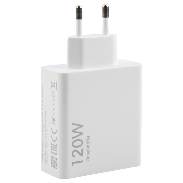 120W USB Fast Charger with 1m USB to Type-C Cable, Plug Type:EU Plug(White) - USB Charger by buy2fix | Online Shopping UK | buy2fix