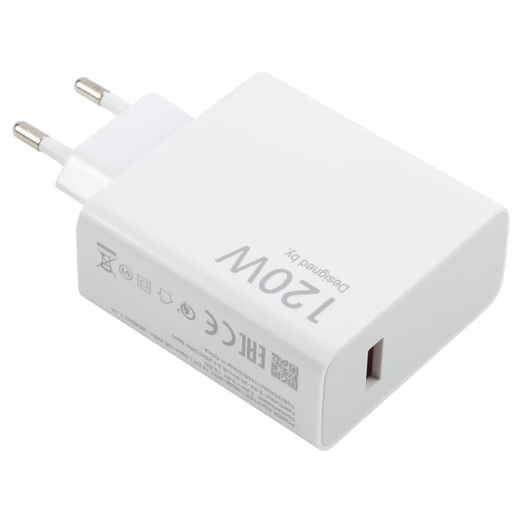 120W USB Fast Charger with 1m USB to Type-C Cable, Plug Type:EU Plug(White) - USB Charger by buy2fix | Online Shopping UK | buy2fix