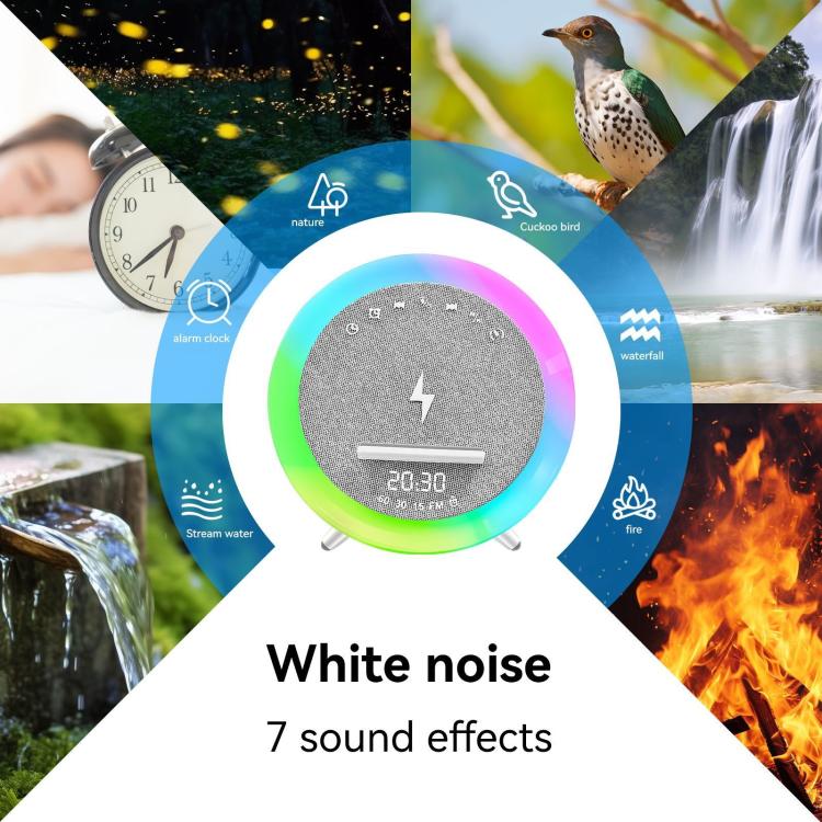 S302 Clock Alarm 15W Intelligent Wireless Charger LED Light Bluetooth Speaker(White) - Desktop Speaker by buy2fix | Online Shopping UK | buy2fix