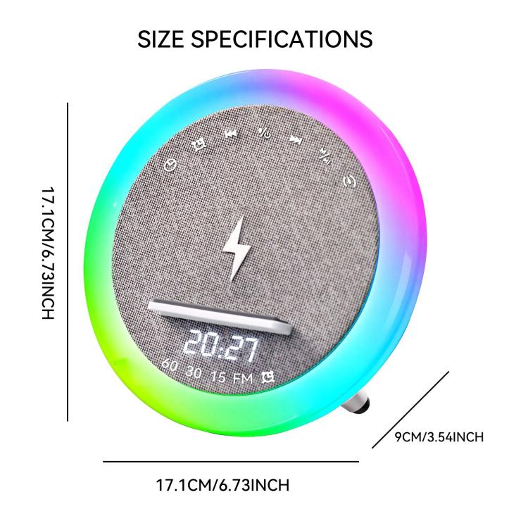 S302 Clock Alarm 15W Intelligent Wireless Charger LED Light Bluetooth Speaker(White) - Desktop Speaker by buy2fix | Online Shopping UK | buy2fix