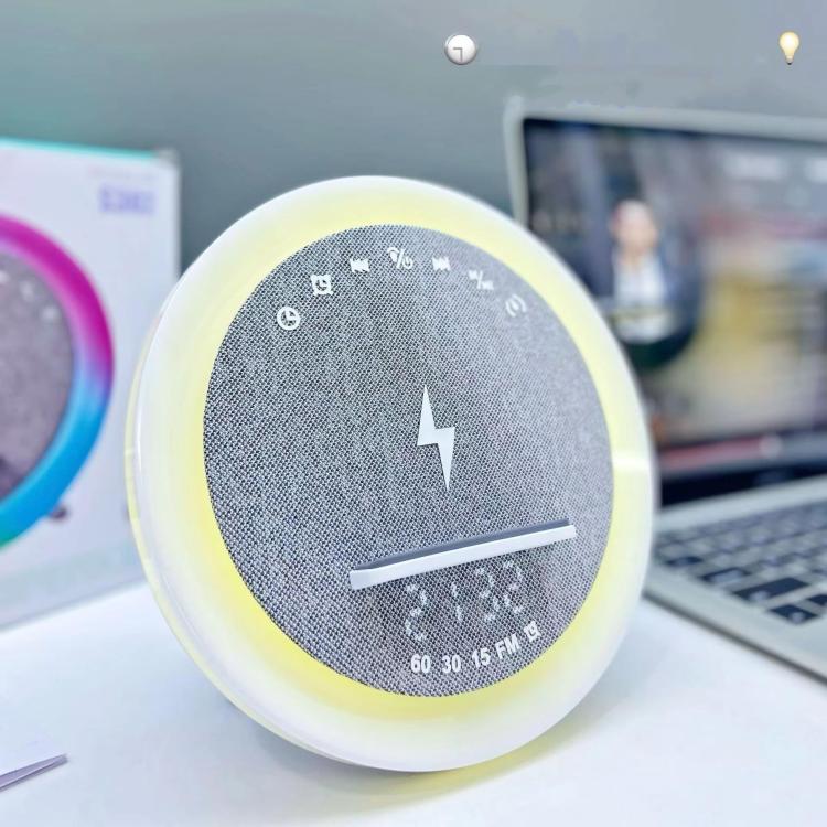 S302 Clock Alarm 15W Intelligent Wireless Charger LED Light Bluetooth Speaker(White) - Desktop Speaker by buy2fix | Online Shopping UK | buy2fix