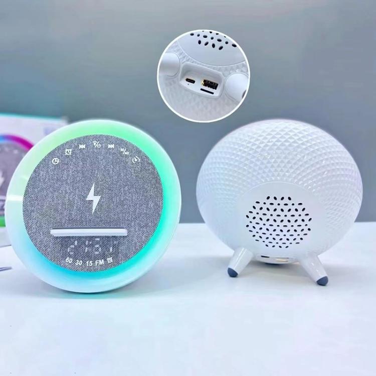 S302 Clock Alarm 15W Intelligent Wireless Charger LED Light Bluetooth Speaker(White) - Desktop Speaker by buy2fix | Online Shopping UK | buy2fix